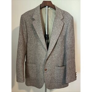 Vintage Tweed Sport Coat Men's 43L Brown Plaid Blazer Jacket by Goldwaters USA